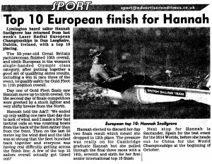 Top 10 European finish for Hannah